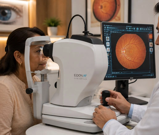 Estudio de fondo de ojo y valoración de retina en paciente con diabetes